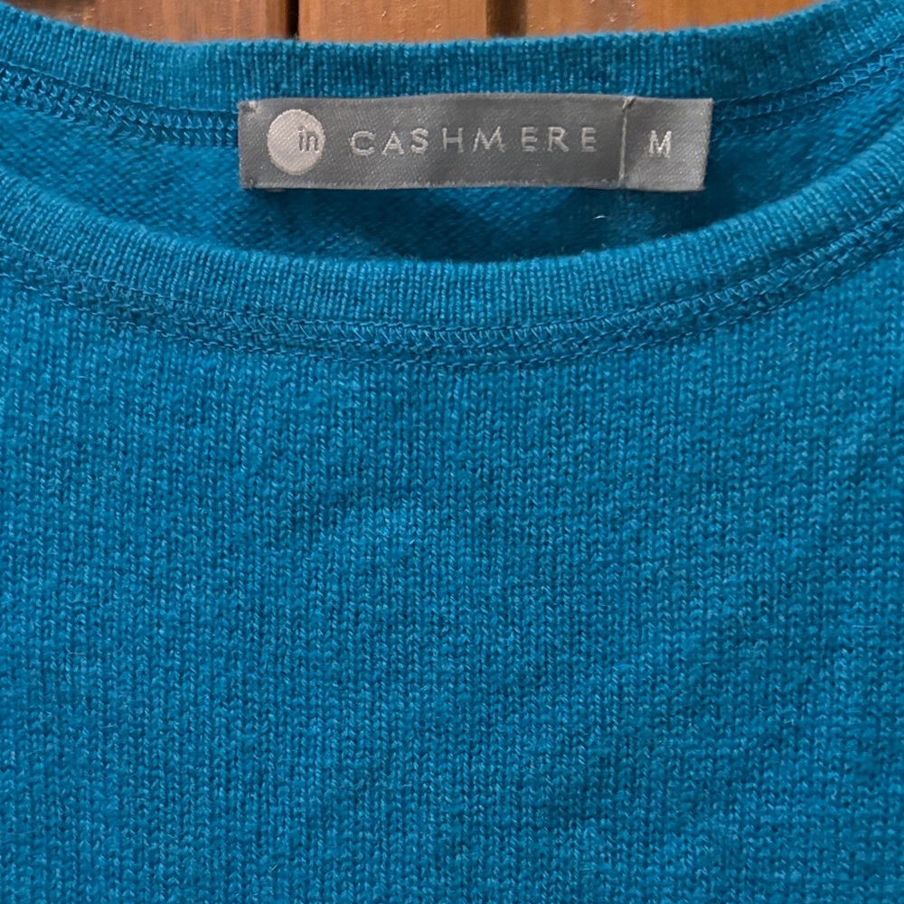 InCashmere Teal Crewneck Sweater